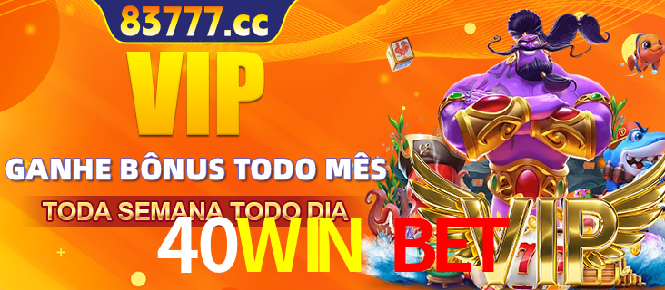 Banner promocional do 40WIN BET oferecendo 100% de recompensas adicionais contínuas para quem fizer o login diário (Daily sign-in), com um mascote de coelho.