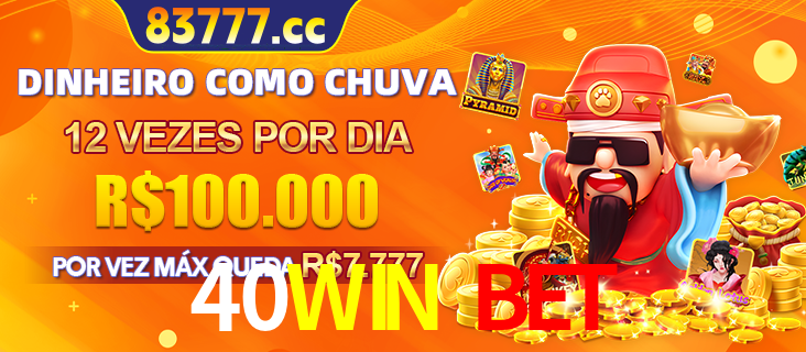 Banner do programa de recompensas Recomende para amigos do 40WIN BET, detalhando os bônus por convidar amigos, com prêmios que chegam a R$288.888.