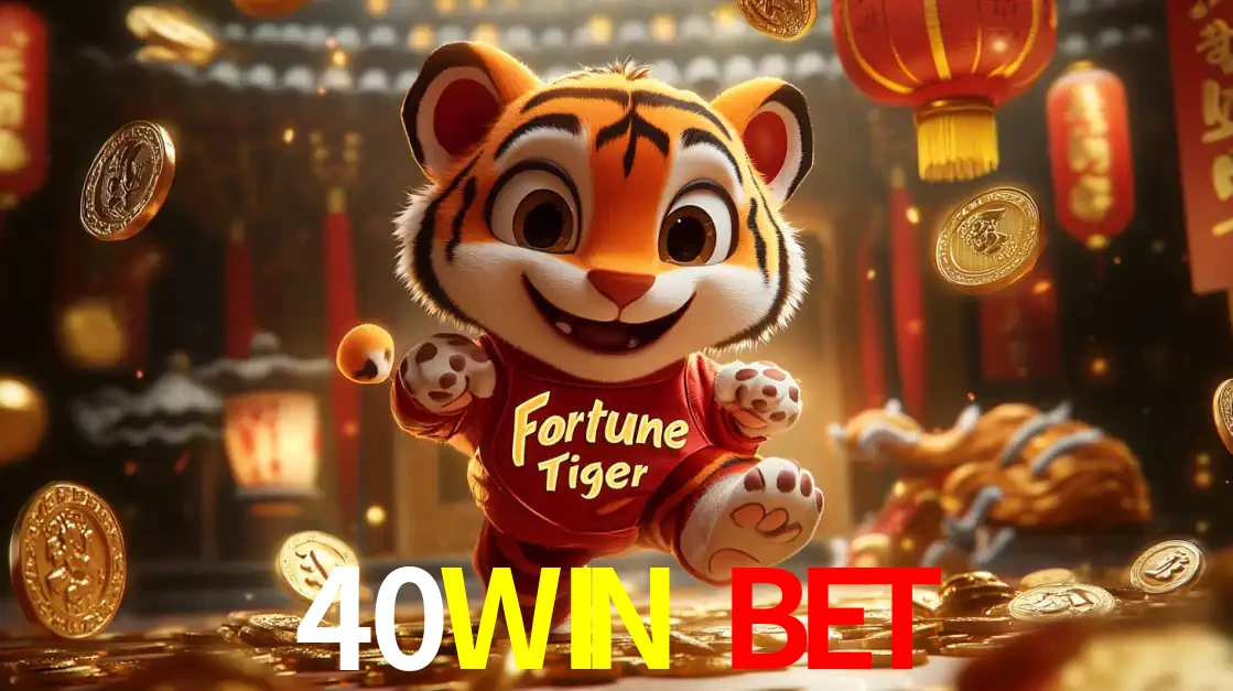 O alegre personagem do Fortune Tiger correndo sobre um caminho de moedas de ouro, simbolizando os grandes prêmios e a diversão do popular jogo de slot do 40WIN BET.